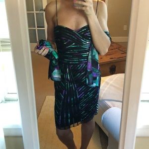 Spaghetti Strap Cocktail Dress and scarf